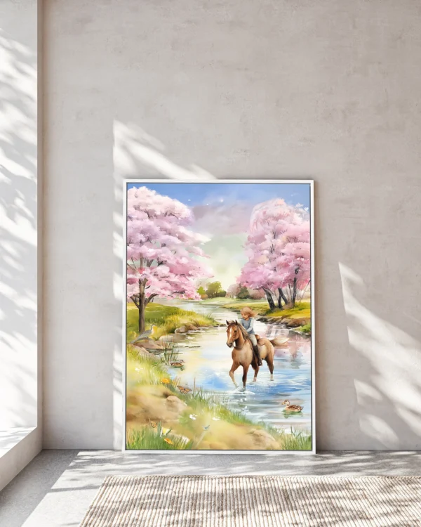 Paardenmeisje-paardenfan-Schilderij-Kinderkamer-Exclusieve-wanddecoratie-voor-kinderkamer-babykamer-CoiCoi-Gepersonaliseerd-kinderschilderij