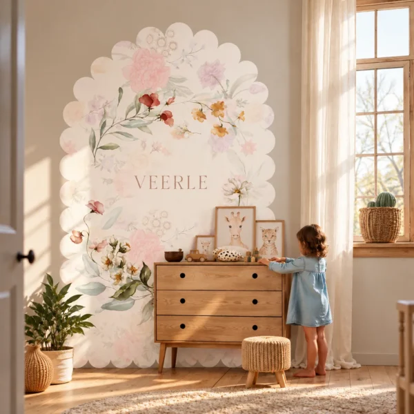 Bloemenlijst-Wanddecortie-Kinderkamer-Droomvenster-Meisjeskamer -Kinderkamer-Bloemen-Meisjeskamer-CoiCoi-David-van-der-Toorn-Thirza-Bakker-Geboortebord